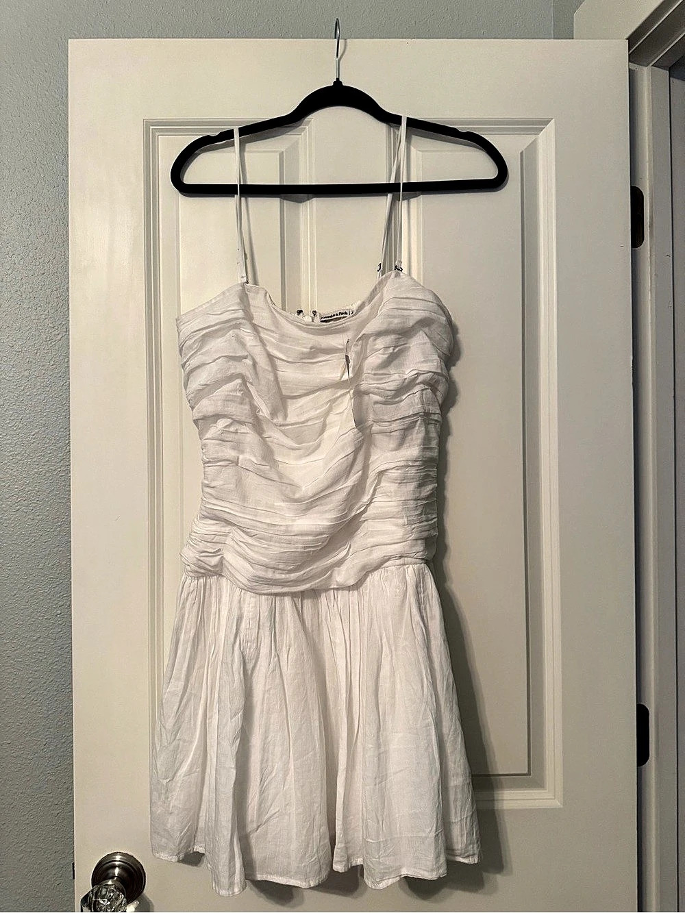 Abercrombie & Fitch Drop-Waist Smocked Mini Dress White